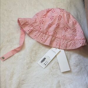 Janie and Jack Pink Floral Eyelet Hat